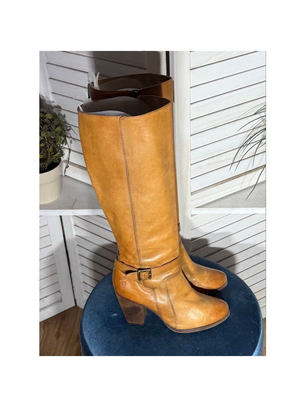 Frye Vintage Y2K Leather Knee High Boots Caramel Brown Size 8